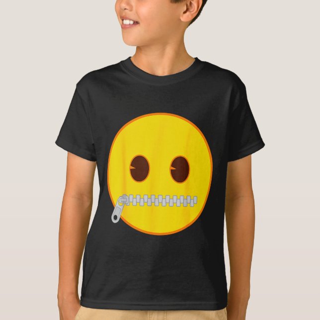 Emoji Zip Zipper Mouth Yellow Smile Face  T-Shirt (Vorderseite)