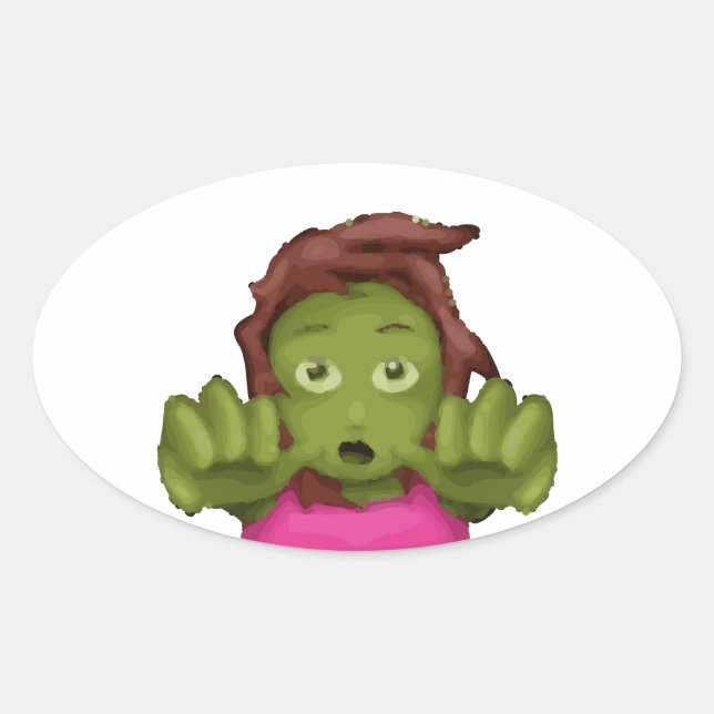 Emoji Zombie Ovaler Aufkleber (Vorderseite)