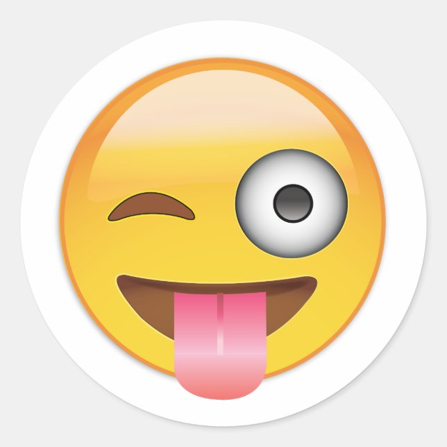 Emoji - Zunge Runder Aufkleber (Vorderseite)