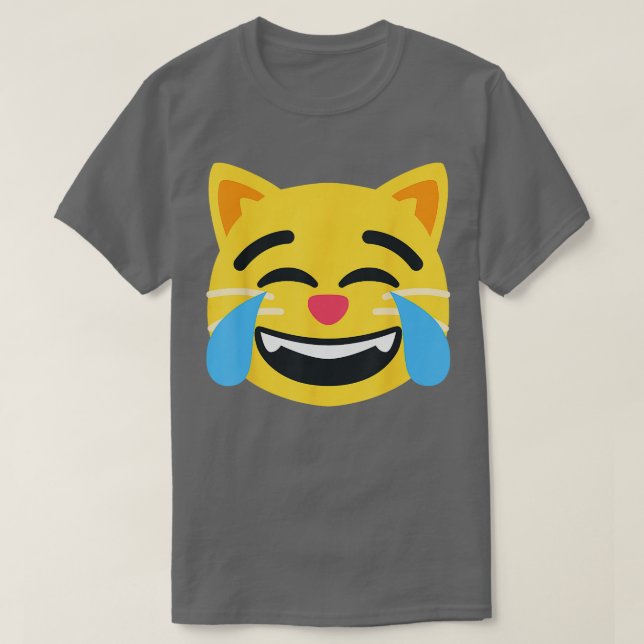 Emoticon Cat Face mit Tränen der Freude T-Shirt (Design vorne)