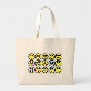 Emoticon-glückliches Gesicht Jumbo Stoffbeutel