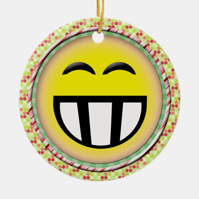 EMOTICON-GROSSES TOOTHY GESICHT KERAMIKORNAMENT (Vorne)