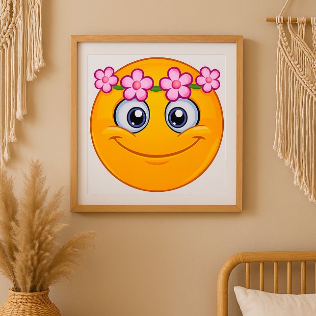 Emoticon mit Blumenkranz Poster (Von Creator hochgeladen)