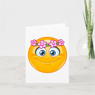 Emoticon mit floralem Kranz Karte