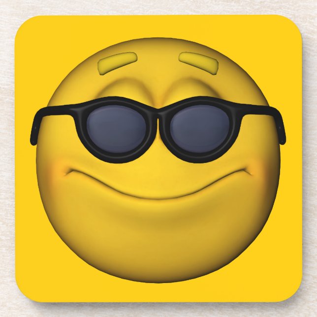 Emoticon mit Sonnenbrille Untersetzer (Vorderseite)