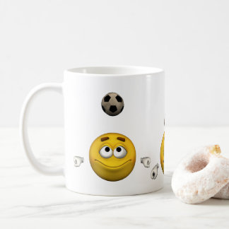 Emoticon spielt Fußball, Cartoonart Kaffeetasse