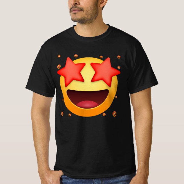 Emoticon Star Struck Star Eyes lächelnd Gesicht St T-Shirt (Vorderseite)