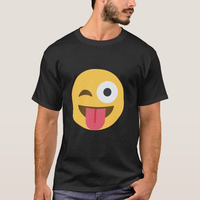 Emoticon-Winkelgesicht mit Zunge T-Shirt (Vorderseite)
