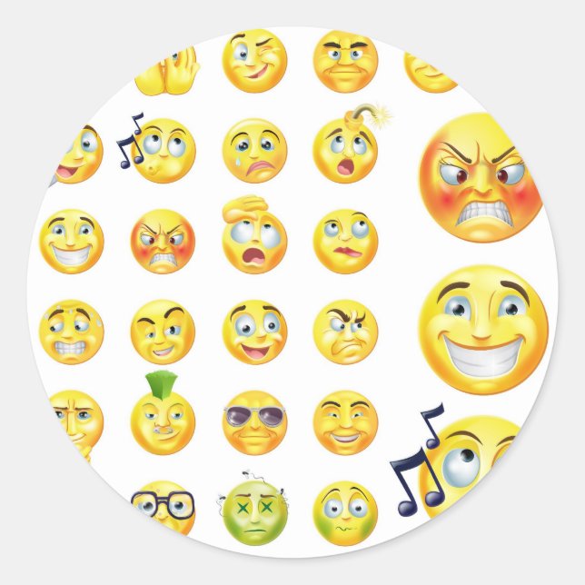 Emoticons Runder Aufkleber (Vorderseite)