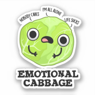 Emotional Cabbage Funny Veggie Pub Aufkleber