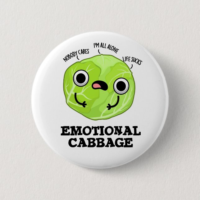 Emotional Cabbage Funny Veggie Pub Button (Vorderseite)