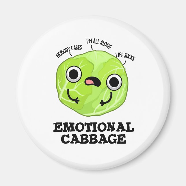Emotional Cabbage Funny Veggie Pub Magnet (Vorne)