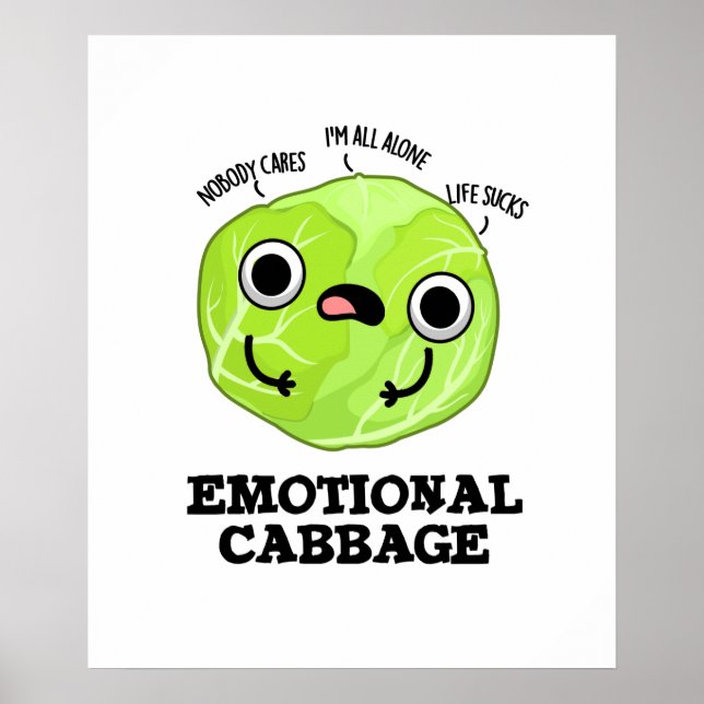 Emotional Cabbage Funny Veggie Pub Poster (Vorne)