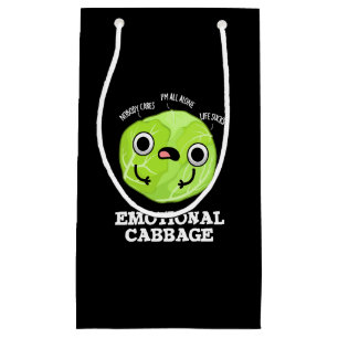 Emotional Cabbage Funny Veggie Pun Dark BG Kleine Geschenktüte