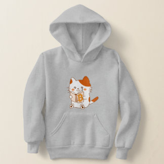Emotional cat reading Bitcoin book Hoodie