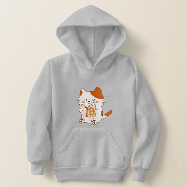 Emotional cat reading Bitcoin book Hoodie (Ablage )