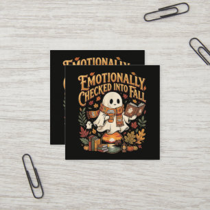 Emotional in den Herbst Herbst Halloween eingechec Quadratische Visitenkarte