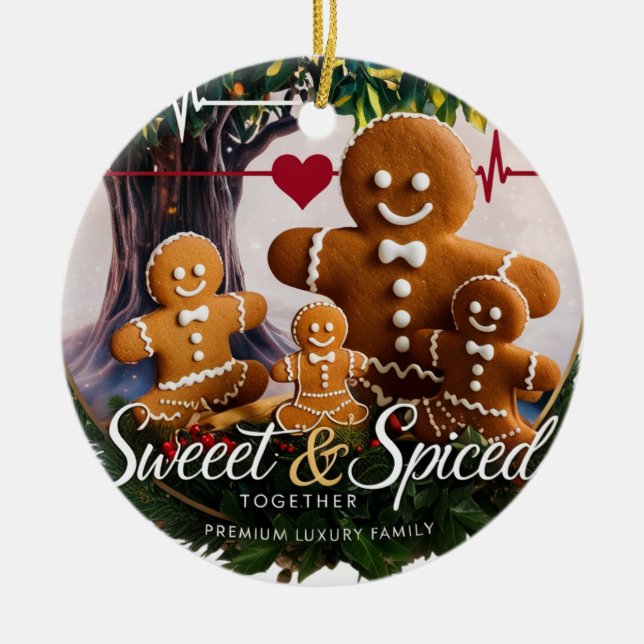 Emotional Luxury Gingerbread Family Heartbeat  Keramik Ornament (Vorne)