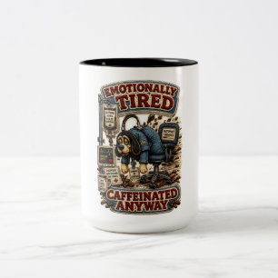 Emotional müde, trotzdem koffeiniert Personalisier Zweifarbige Tasse