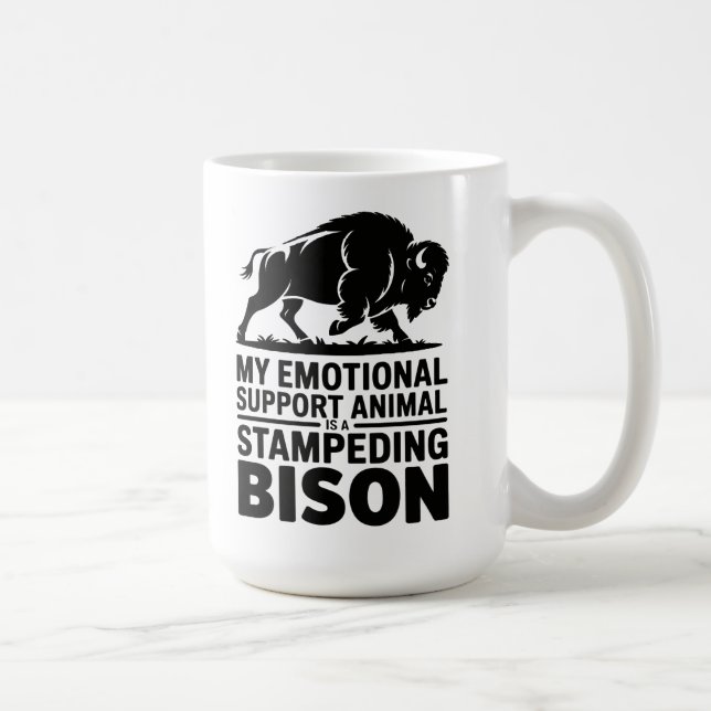 Emotional Support Bison Neurodivergent Humor Kaffeetasse (Rechts)