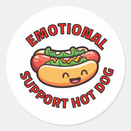 Emotional Support Hot Dog Funny Foodie Runder Aufkleber