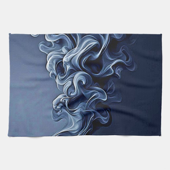 Emotionale blaue Rauchkunst Geschirrtuch (Horizontal)