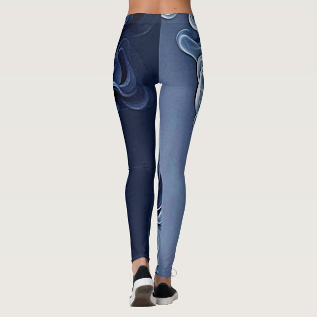 Emotionale blaue Rauchkunst Leggings (Rückseite)