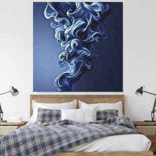 Emotionale blaue Rauchkunst Leinwanddruck