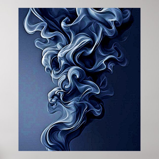 Emotionale blaue Rauchkunst Poster (Vorne)