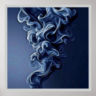 Emotionale blaue Rauchkunst Poster