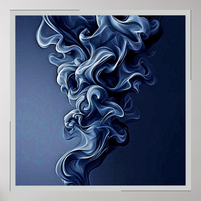 Emotionale blaue Rauchkunst Poster (Vorne)