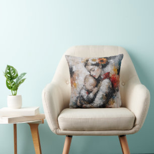 Emotionale Mutterschaft-Wandkunst mit floraler Kro Kissen