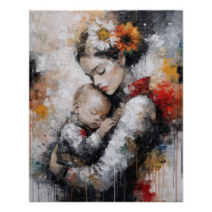 Emotionale Mutterschaft-Wandkunst mit floraler Kro Poster
