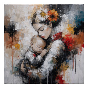 Emotionale Mutterschaft-Wandkunst mit floraler Kro Poster