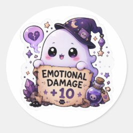 Emotionale Schäden +10 Süßer Geister-RPG-Aufkleber Runder Aufkleber