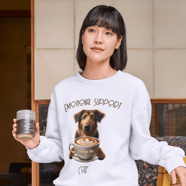 Emotionale Unterstützung Kaffee Niedliche psychisc Tri-Blend Shirt (Emotional Support Coffee with Cute Dog, Funny Mental Health T-Shirt )