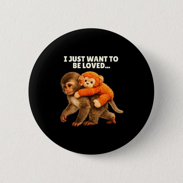 Emotionale Unterstützung süßer Affe Baby Punch-Hug Button (Vorderseite)