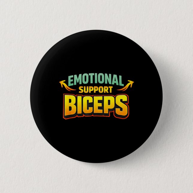 Emotionale Unterstützungsbizeps Lustiger Gym-Bro-H Button (Vorderseite)