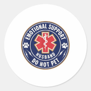 Emotionaler Support - Ehemann kann Service Dog L Runder Aufkleber