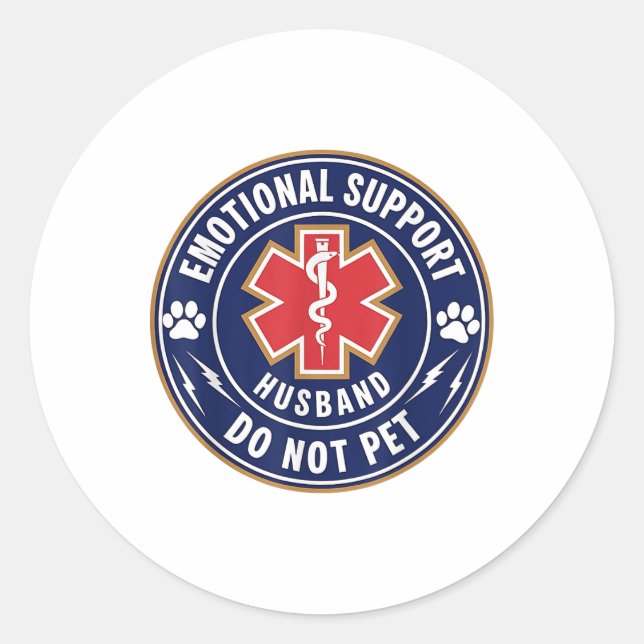 Emotionaler Support - Ehemann kann Service Dog L Runder Aufkleber (Vorderseite)