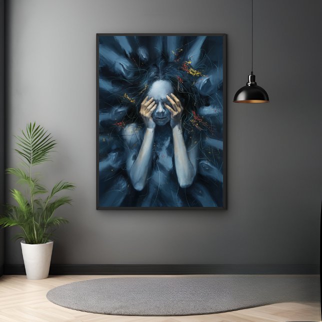 Emotionales Abstraktes Portrait - Surreal Blue Art Poster (Von Creator hochgeladen)