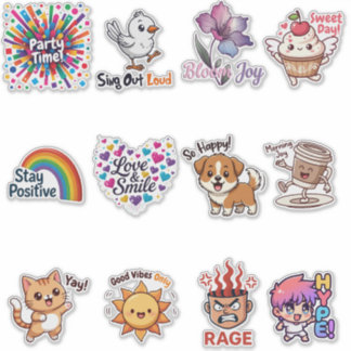 Emotionales Emoji-Sticker-Bundle – Süßer Ausdruck Aufkleber