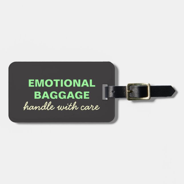 Emotionales Gepäck: Handgriff mit Vorsicht - grün, Gepäckanhänger (Vorderseite horizontal)