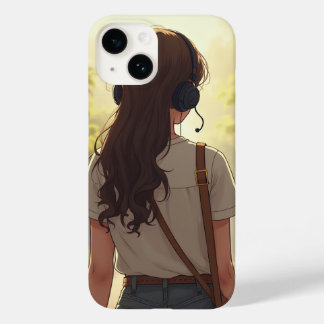 Emotionales Mädchen, das Musik-iPhone-Gehäuse hört Case-Mate iPhone 14 Hülle