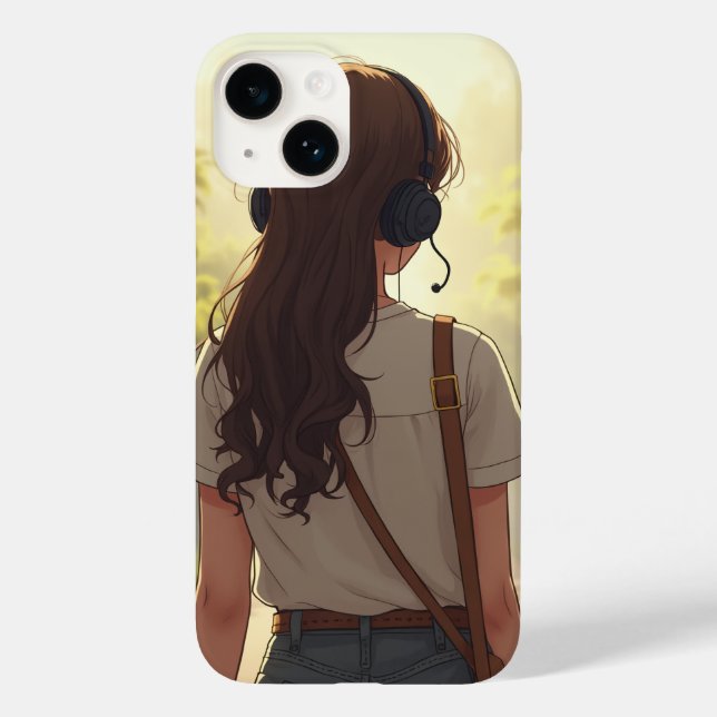 Emotionales Mädchen, das Musik-iPhone-Gehäuse hört Case-Mate iPhone Hülle (Rückseite)