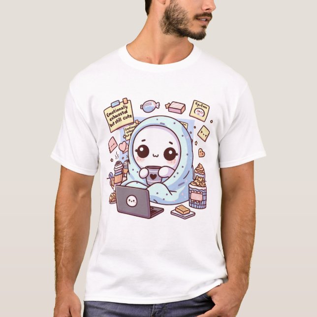 Emotionally Exhausted but Still Cute Mental Kawaii T-Shirt (Vorderseite)