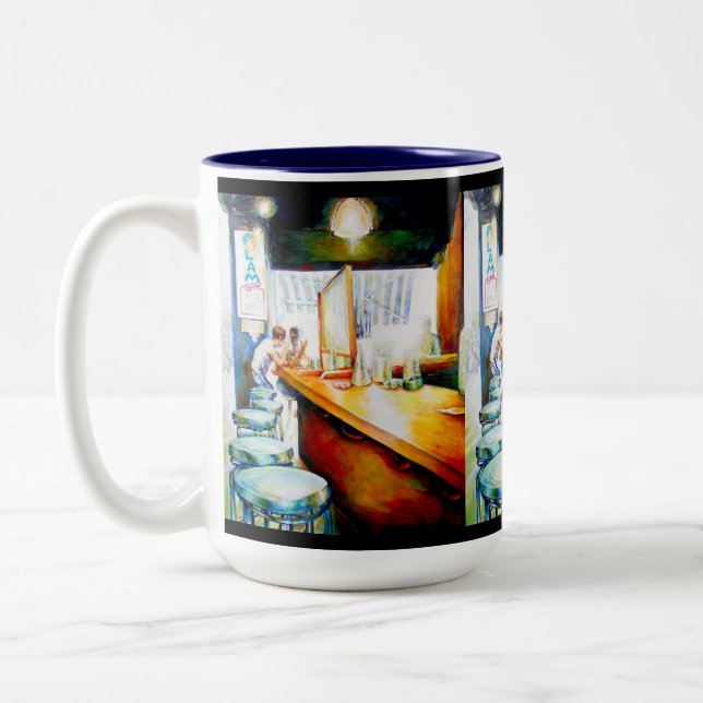 Emotionell zu motivieren, Logik zu rechtfertigen Zweifarbige Tasse (Links)