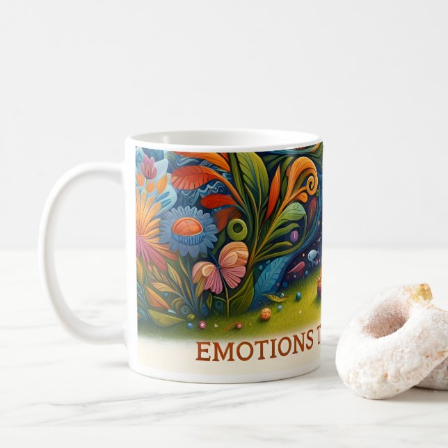 EMOTIONEN DER KRIEG INNERHALB KAFFEETASSE (Mit Donut)