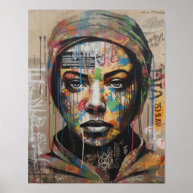 Emotionless Women's Face Graffiti Art Poster (Vorne)