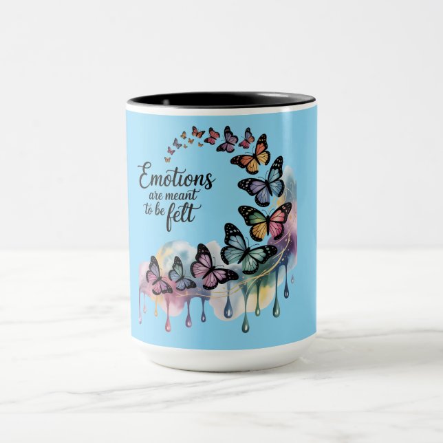 Emotions in Flight Watercolor Butterfly Mug Tasse (Zentrum)